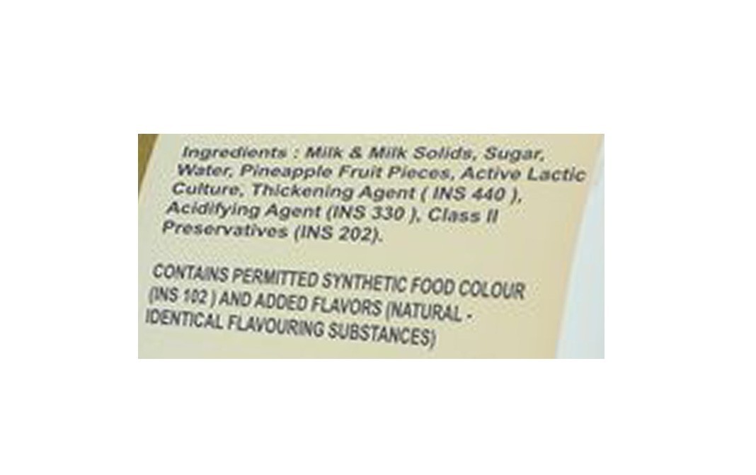 Milky Mist Fruit Yoghurt Pineapple    Pack  100 grams